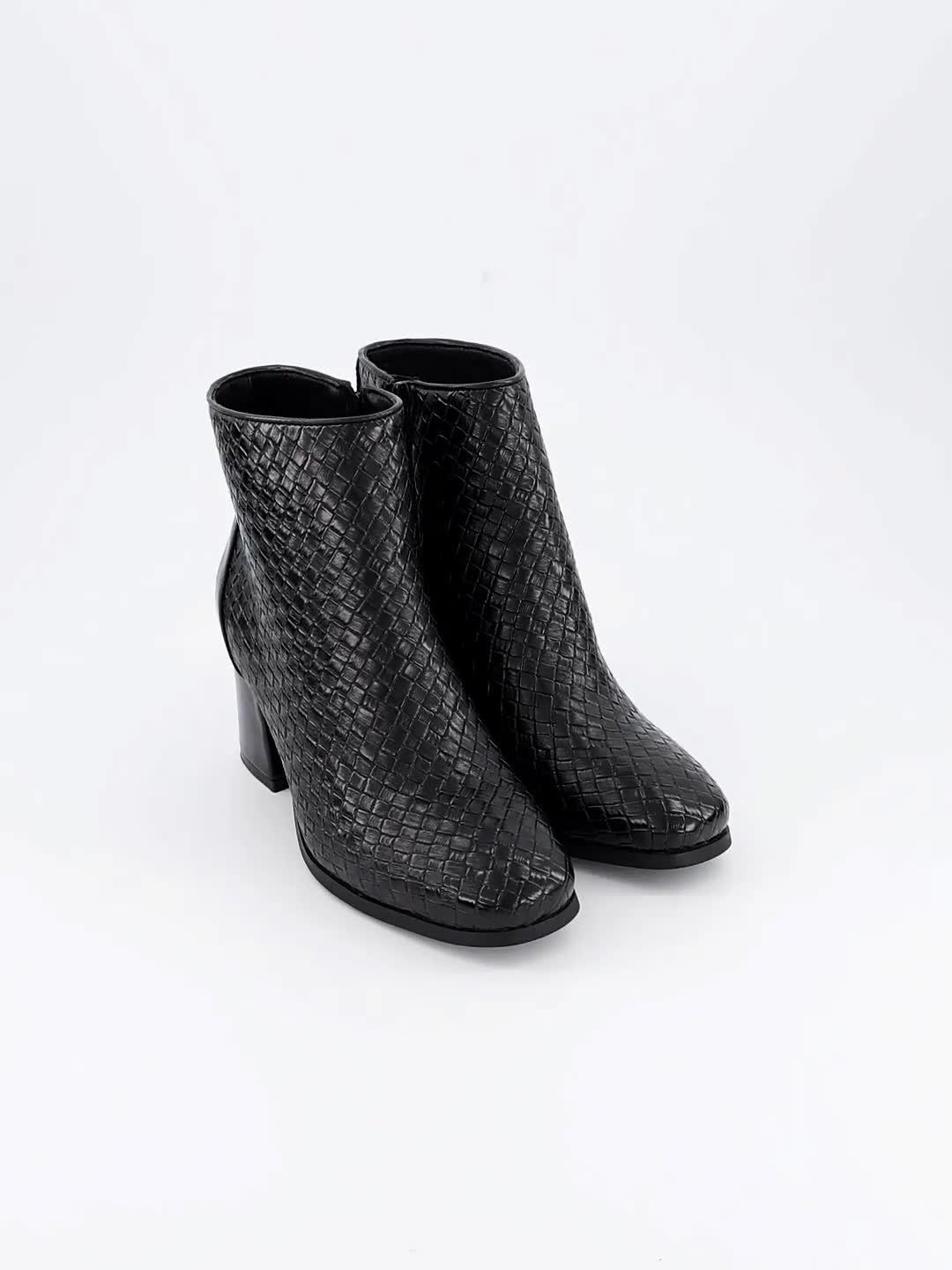 Image thumbnail 7 of 7 of The Very Collection Wide Fit Woven Block Heel Ankle Boots - Black