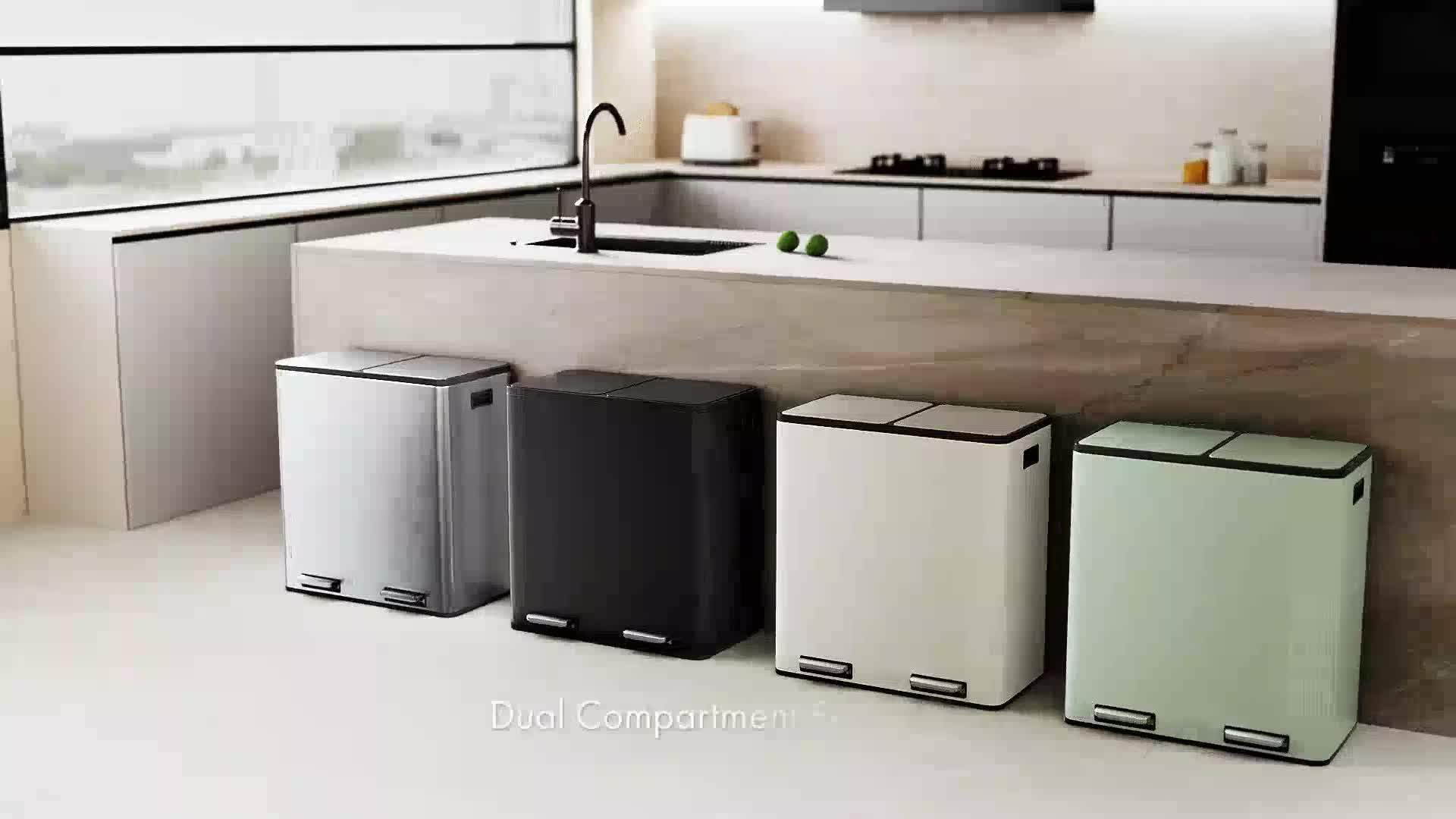Image thumbnail 8 of 8 of Vonhaus Matte Cream Double Bin - 60l
