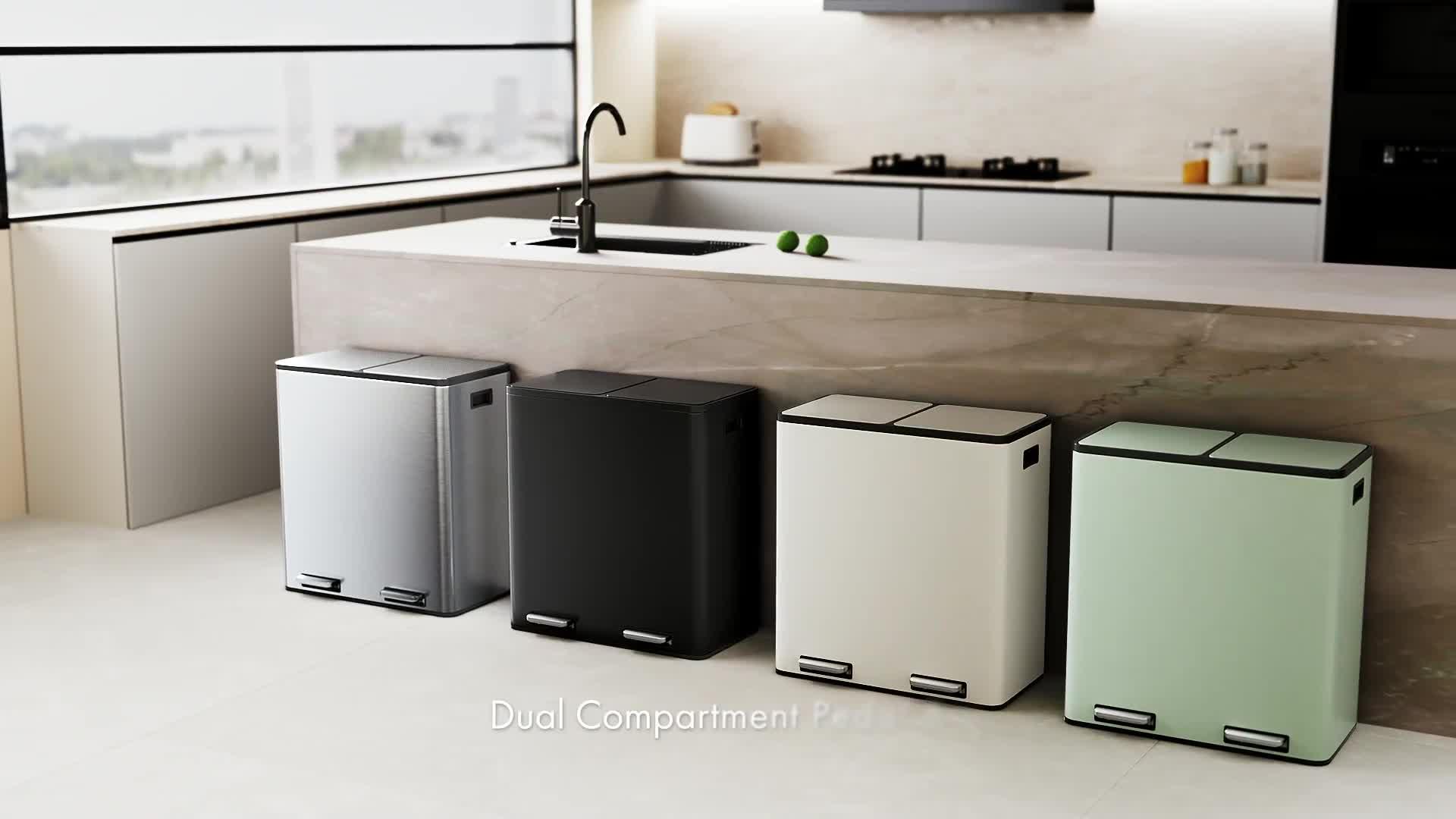 Image thumbnail 8 of 8 of Vonhaus Matte Sage Green Double Bin - 60l