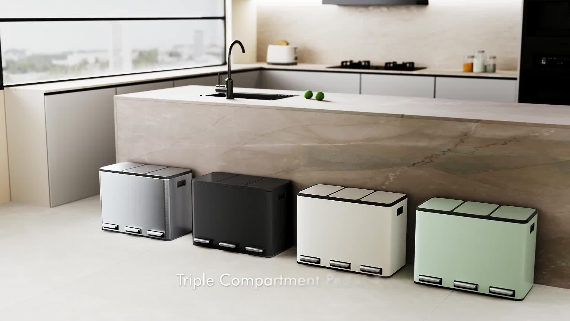 Video of vonhaus-stainless-steel-triple-bin-45l