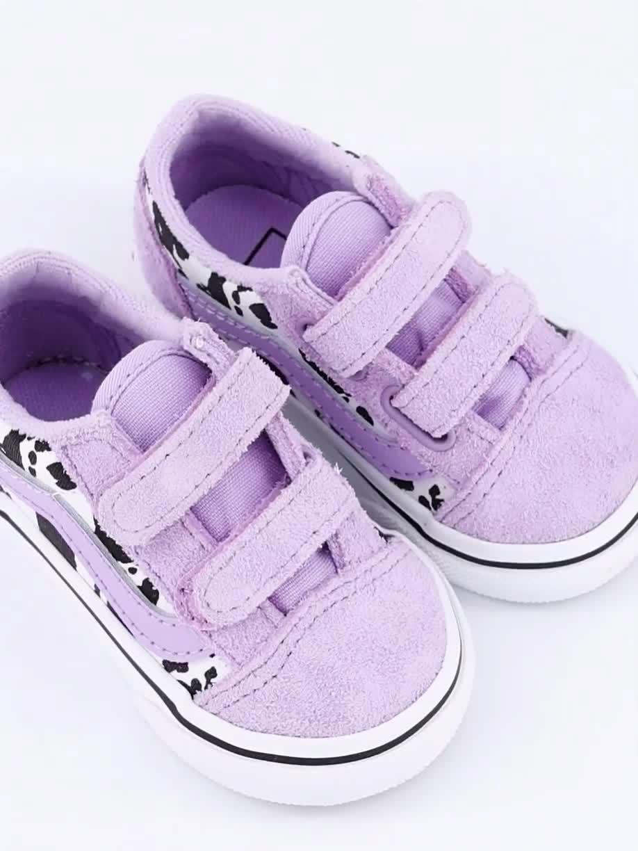 Image thumbnail 7 of 7 of Vans Girls Old Skool Double Strap Cow Print Trainers - Purple