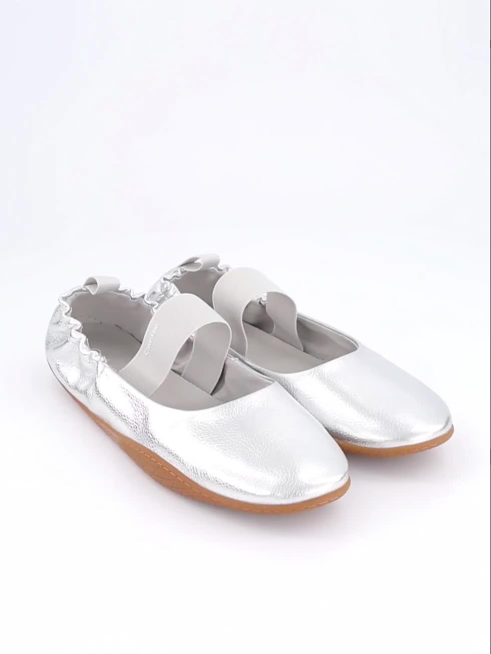 Image thumbnail 7 of 7 of Calvin Klein Metallic Leather Hybrid Ballet Trainers - Silver