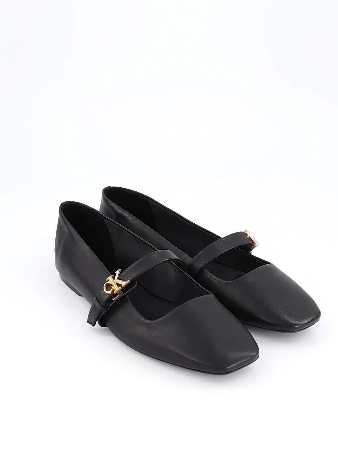 Image thumbnail 7 of 7 of Calvin Klein Leather Mary Jane Ballerinas - Black