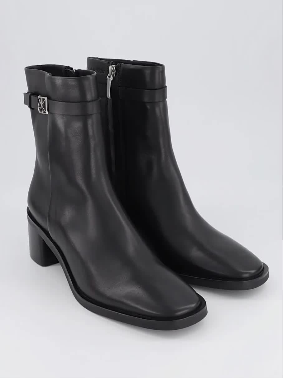 Image thumbnail 7 of 7 of Calvin Klein Hardware Block Heel Leather Ankle Boot - Black