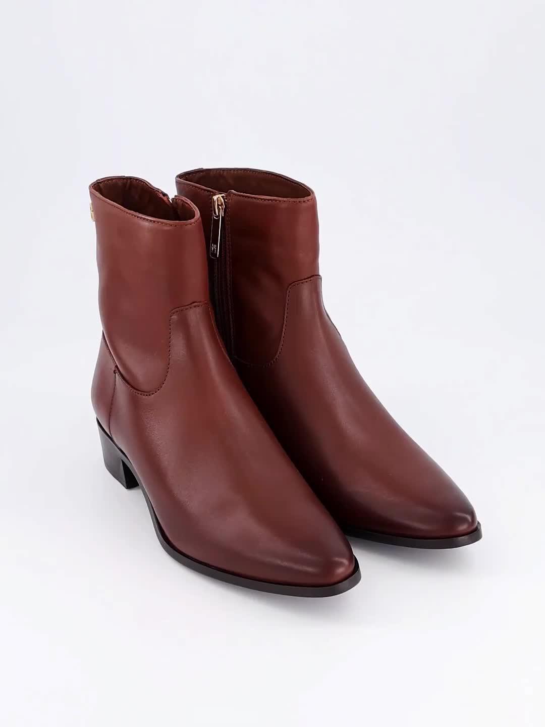 Image thumbnail 7 of 7 of Tommy Hilfiger Leather Zip-up Ankle Boots - Brown