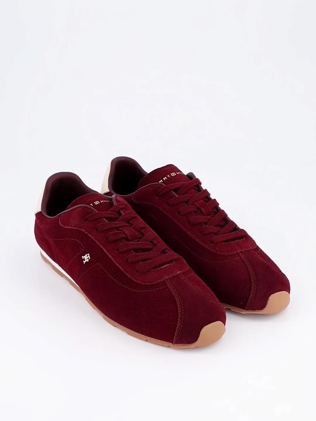 Image thumbnail 7 of 7 of Tommy Hilfiger Monogram Suede Low Profile Trainers - Red