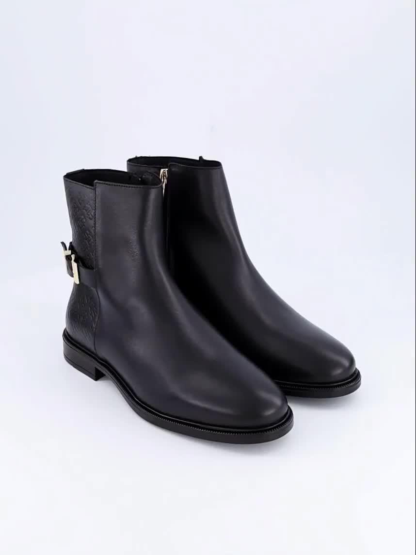 Image thumbnail 7 of 7 of Tommy Hilfiger Womens Monogram Embossed Buckle Ankle Boots - Black