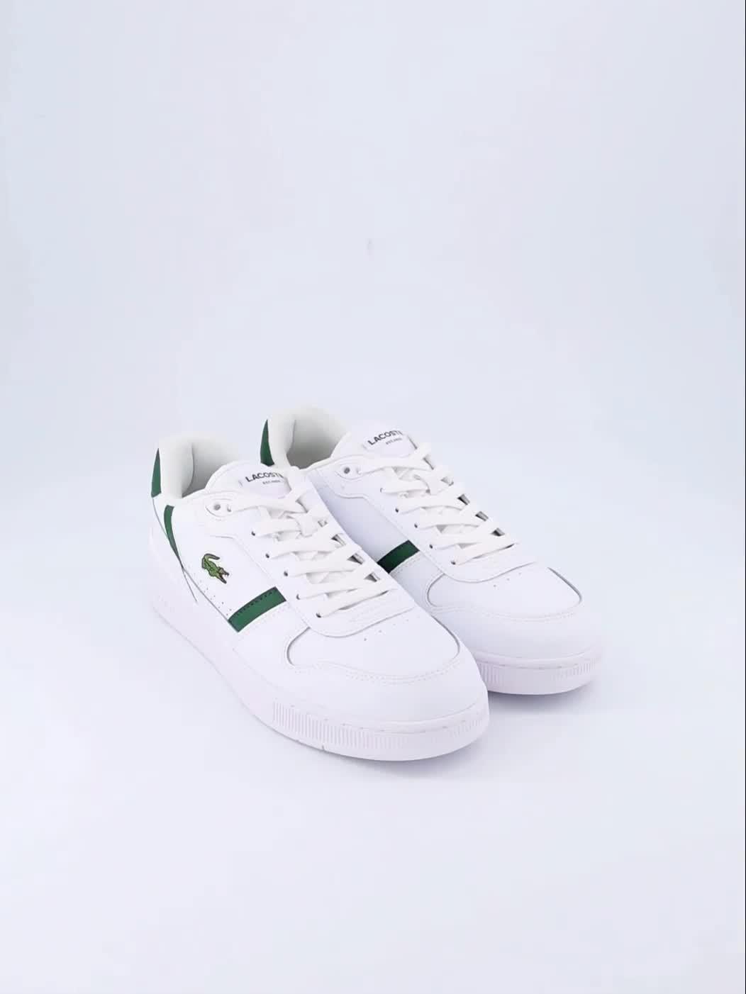 Image thumbnail 7 of 7 of Lacoste Men's T-Clip Set Leather Sneakers - White / Dark Green