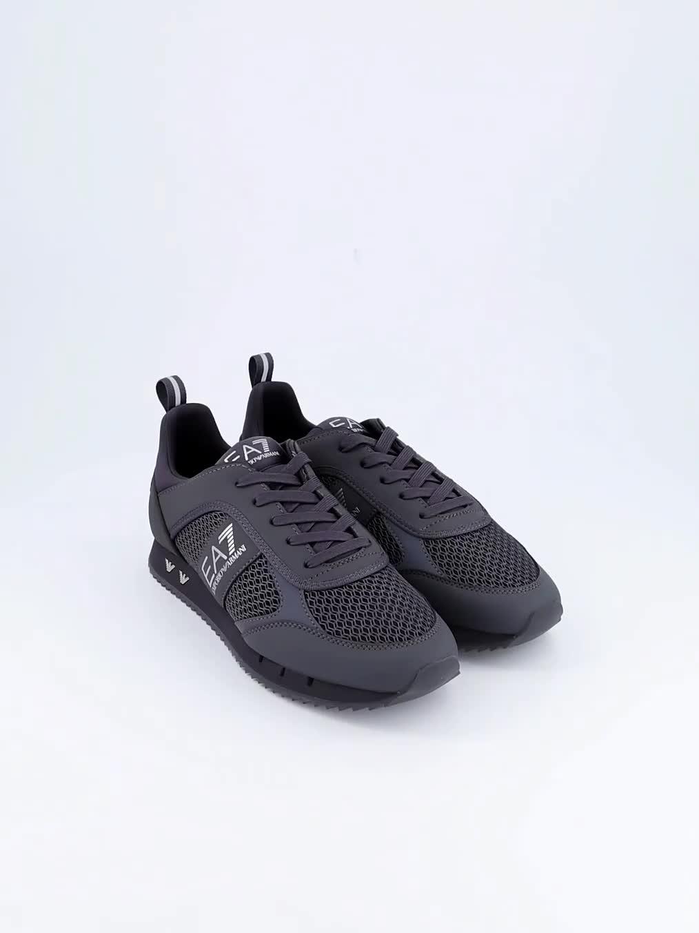 Image thumbnail 8 of 8 of EA7 Emporio Armani Side Logo Mesh &amp; Pu Runner Trainers - Grey