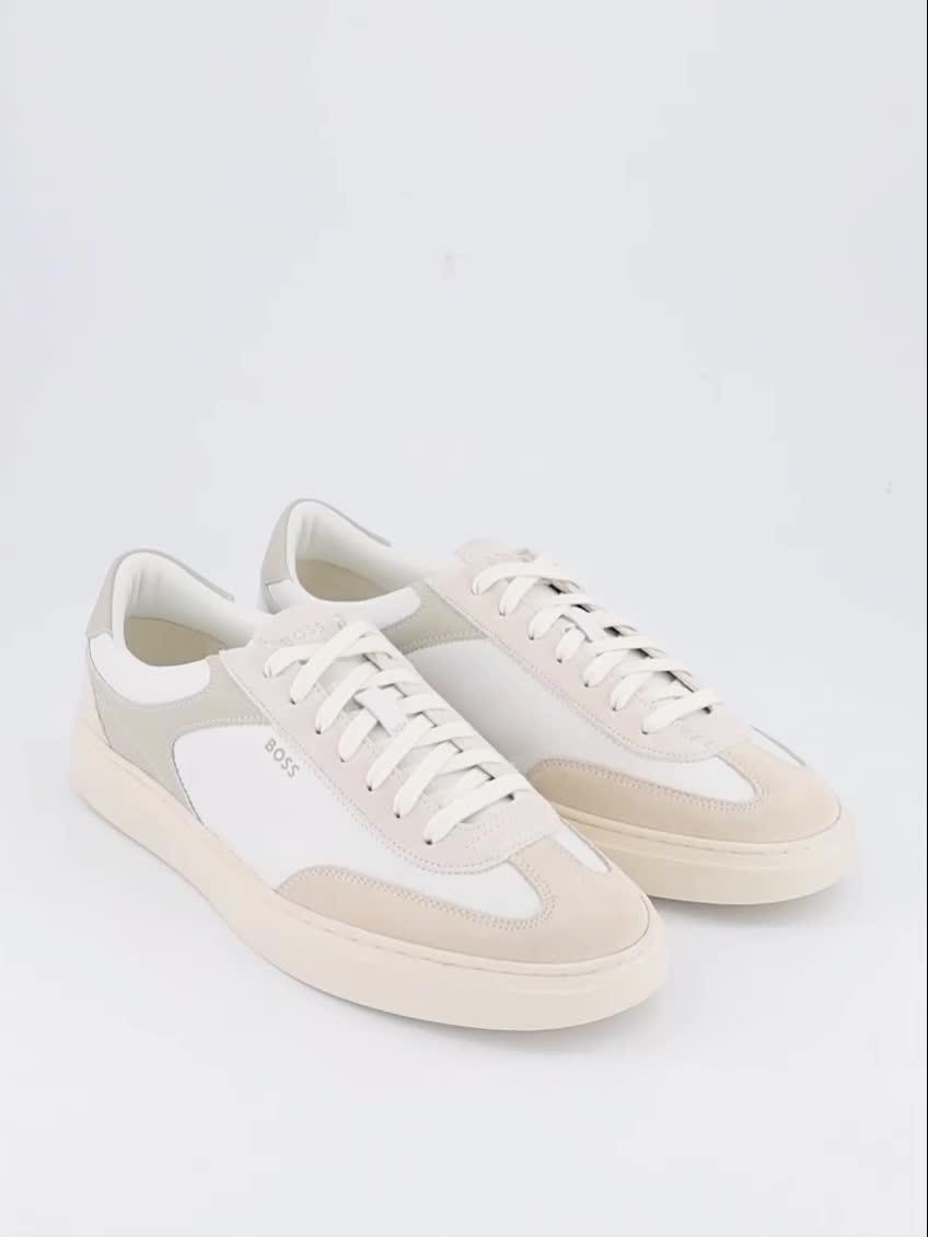 Image thumbnail 7 of 7 of BOSS Mens Kieran Leather Lace-Up Trainers - White