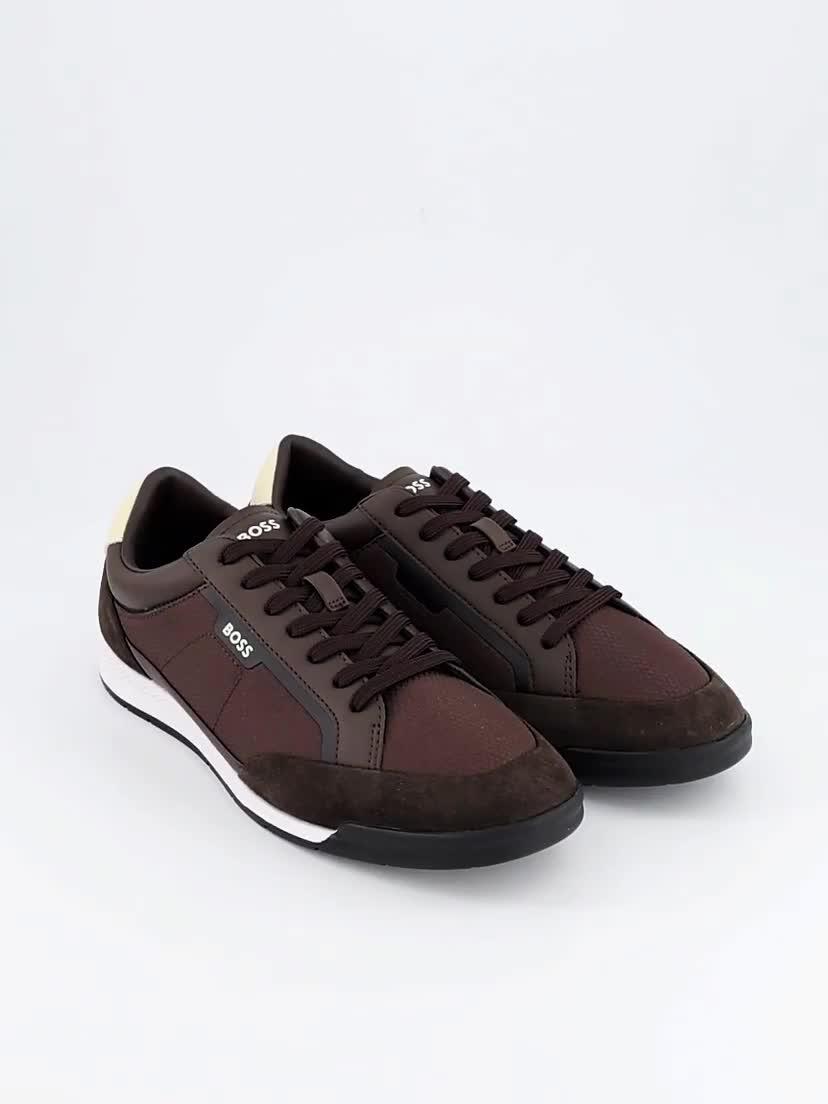 Image thumbnail 7 of 7 of BOSS Mens Nitan Textured Lace-Up Trainers - Brown
