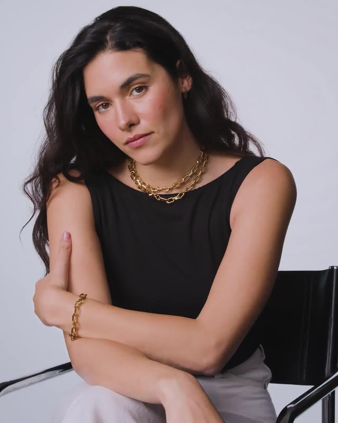 Image thumbnail 8 of 8 of Olivia Burton Gold IP Honeycomb Geo Chain Link Necklace