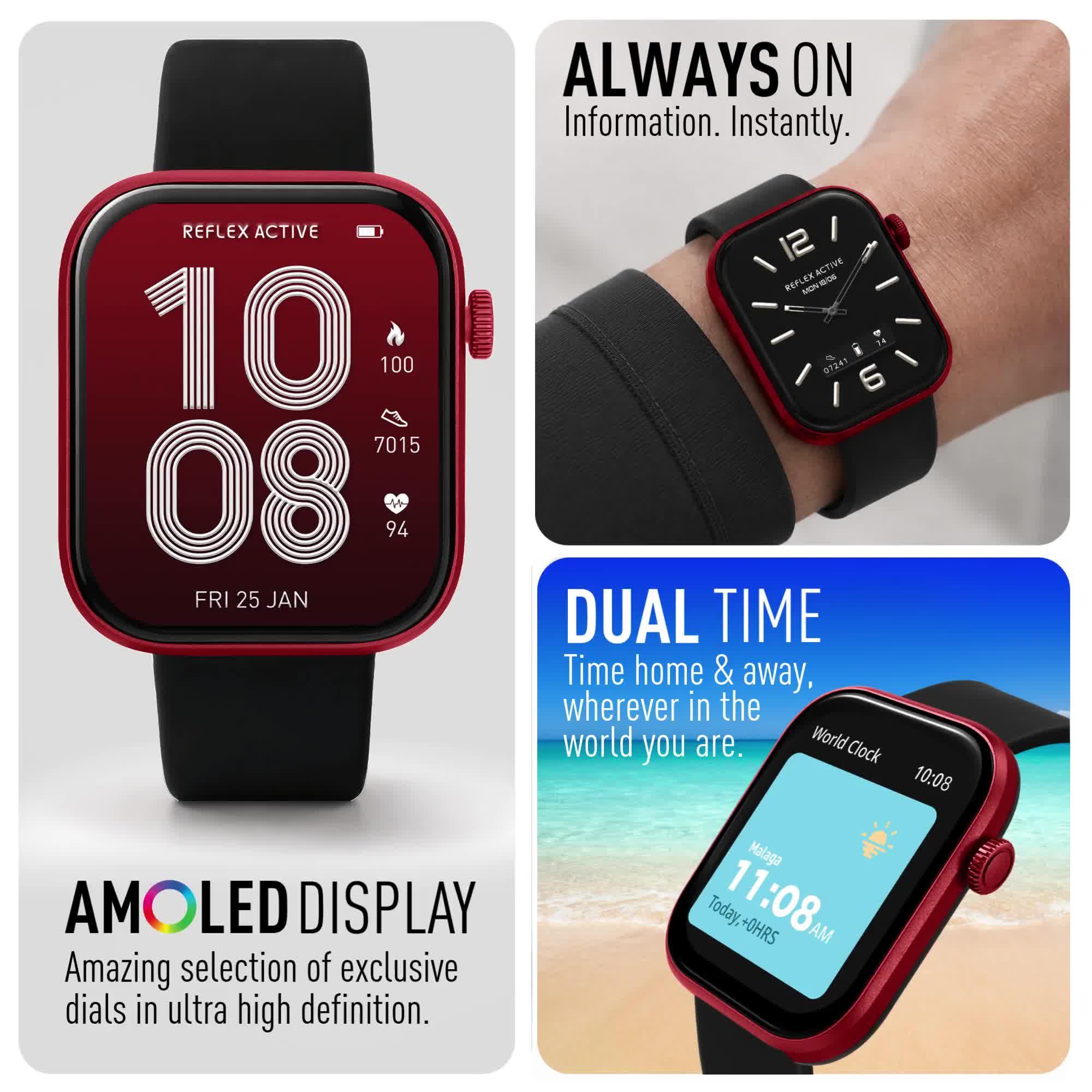 Image thumbnail 8 of 8 of Reflex Active Spectra Black Silicone Strap Smart Watch