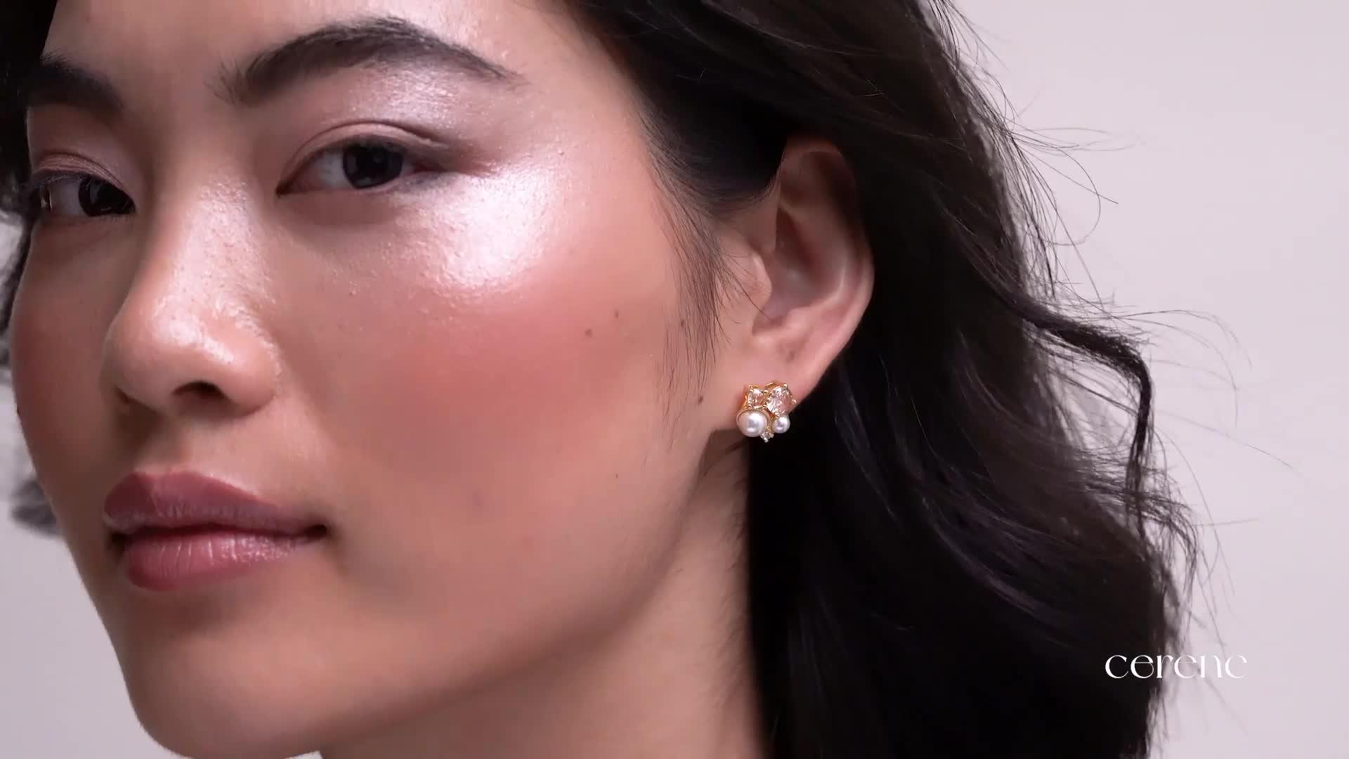 Image thumbnail 7 of 7 of Cerene OLER: Pearl Shimmer Stud Earrings